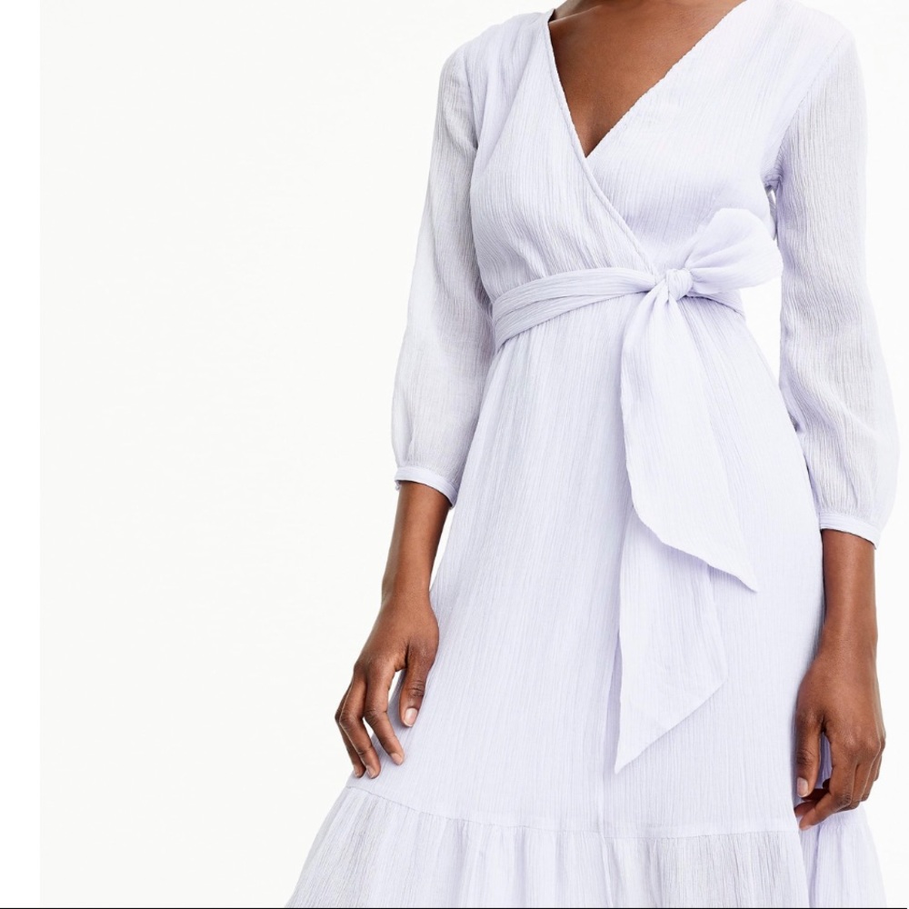 J Crew Point Sur Crinkle Cotton Faux Wrap Dress Lavender Periwinkle Small - Picture 5 of 8